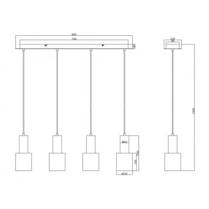 Trio - Luster na lanku WAILER 4xGU10/5W/230V šedá