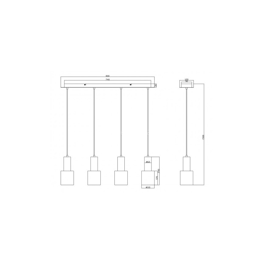 Trio - Luster na lanku WAILER 4xGU10/5W/230V šedá
