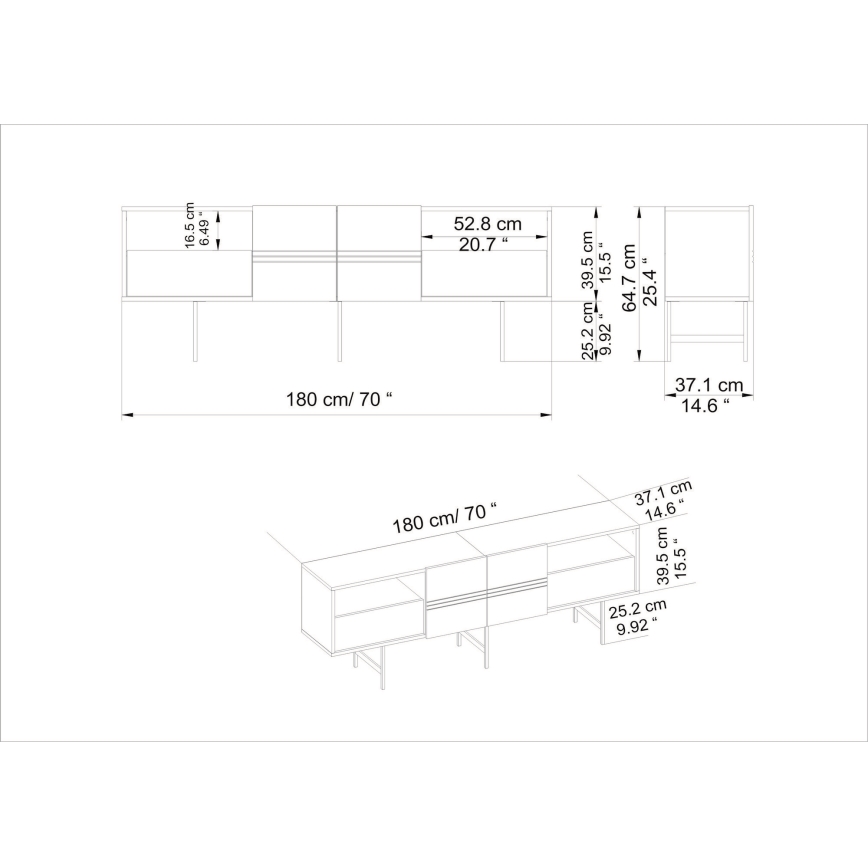 TV Stolík DERIN 65x180 cm čierna