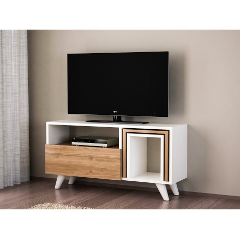 TV stolík NOVELLA 51x90 cm biela/hnedá