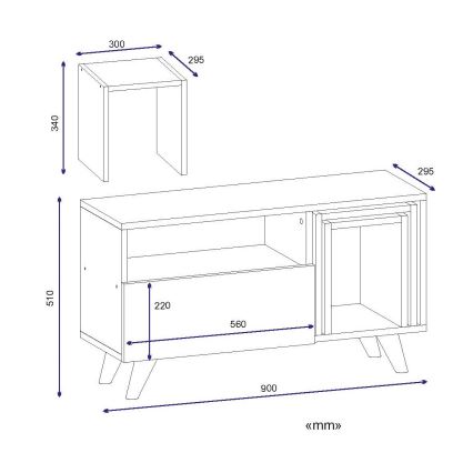 TV stolík NOVELLA 51x90 cm biela/hnedá