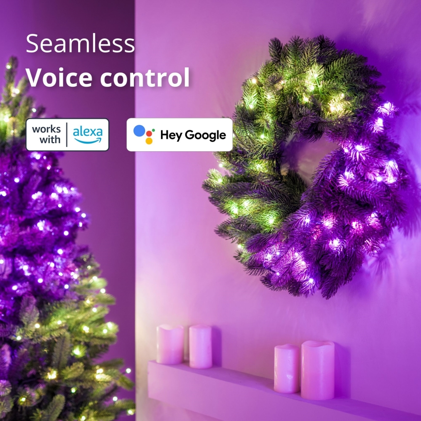Twinkly - LED RGB Stmievateľný vianočný veniec 50xLED pr. 60 cm Wi-Fi