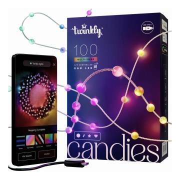 Twinkly - LED RGB Stmievateľná vianočná reťaz CANDIES 100xLED 8 m USB Wi-Fi