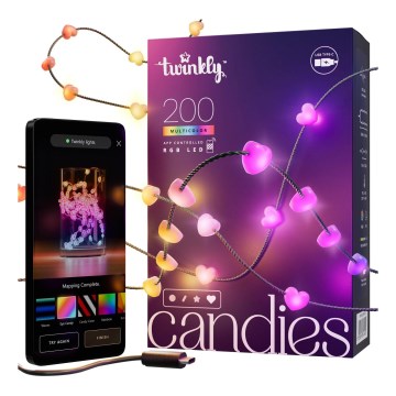 Twinkly - LED RGB Stmievateľná vianočná reťaz CANDIES 200xLED 14 m USB Wi-Fi