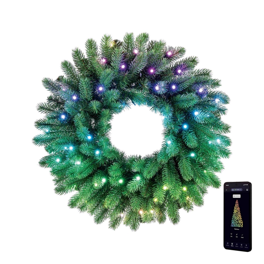 Twinkly - LED RGB Stmievateľný vianočný veniec 50xLED pr. 60 cm Wi-Fi