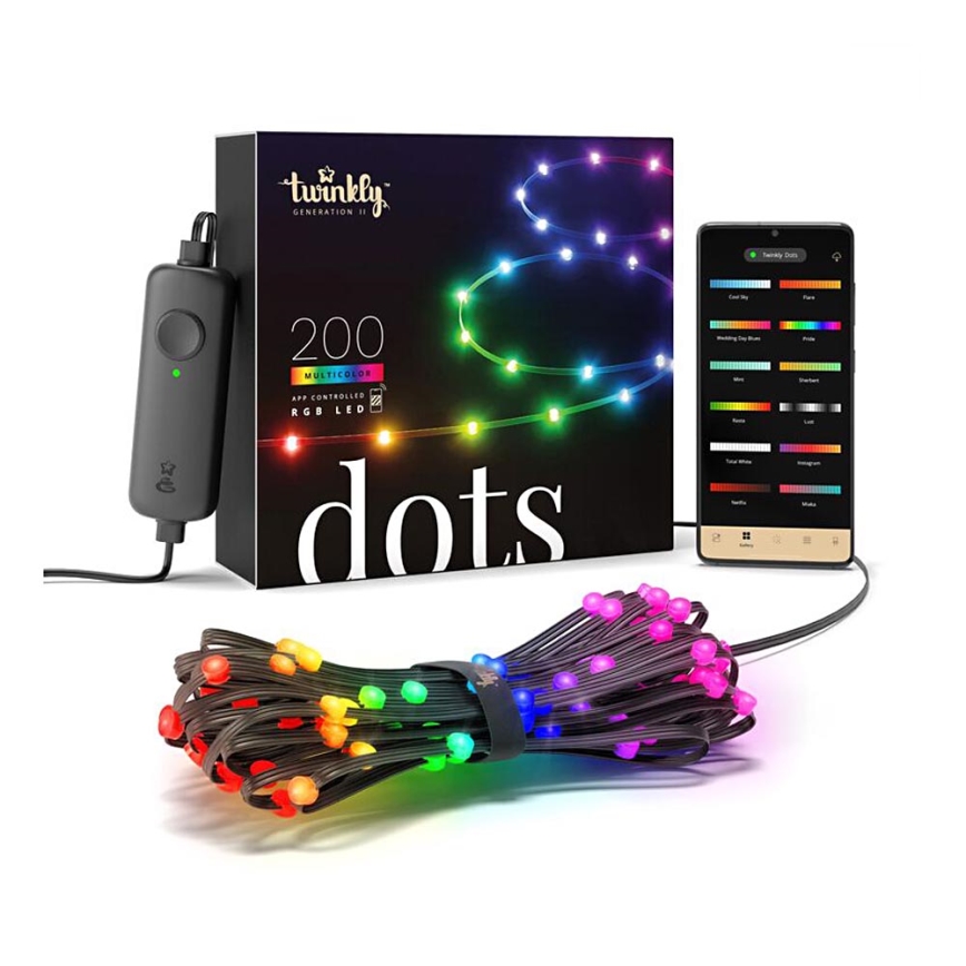 Twinkly - LED RGB Vonkajší stmievateľný pásik DOTS 200xLED 10 m IP44 WiFi