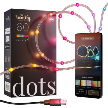 Twinkly - RGB LED stmievateľný svetelný reťaz DOTS 60xLED 7 m USB Wi-Fi