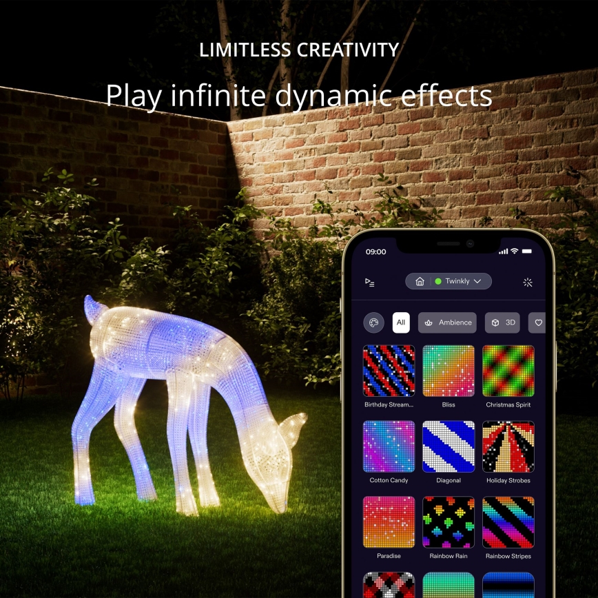 Twinkly - LED RGBW Stmievateľný vonkajší vianočný sob REINGEERS 160xLED IP44 Wi-Fi