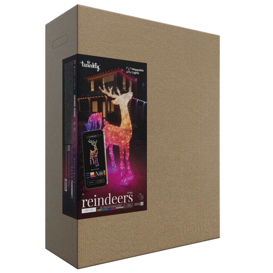 Twinkly - LED RGBW Stmievateľný vianočný sob REINGEERS 240xLED IP44 Wi-Fi