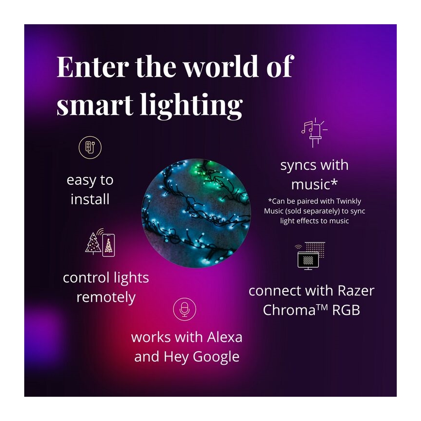 Twinkly - LED RGBW Stmievateľná vonkajšia vianočná reťaz CLUSTER 400xLED 9,5m IP44 Wi-Fi