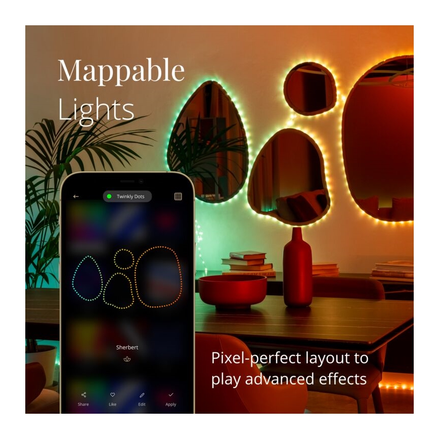 Twinkly - LED RGB Stmievateľný pásik DOTS 60xLED 3 m Wi-Fi USB