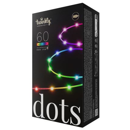 Twinkly - LED RGB Dimmable Vianočný reťazec DOTS 60xLED 7 m USB Wi-Fi