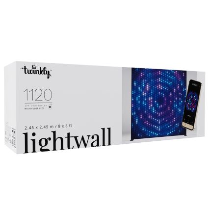 Twinkly - LED RGBW stlmiteľný vonkajší vianočný záves LIGHTWALL 1120xLED 2,6x2,7 m IP44 Wi-Fi + hudobný dongle