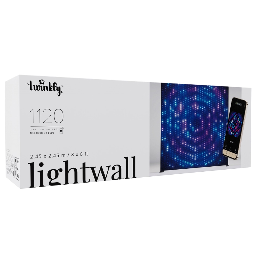 Twinkly - LED RGBW stlmiteľný vonkajší vianočný záves LIGHTWALL 1120xLED 2,6x2,7 m IP44 Wi-Fi + hudobný dongle