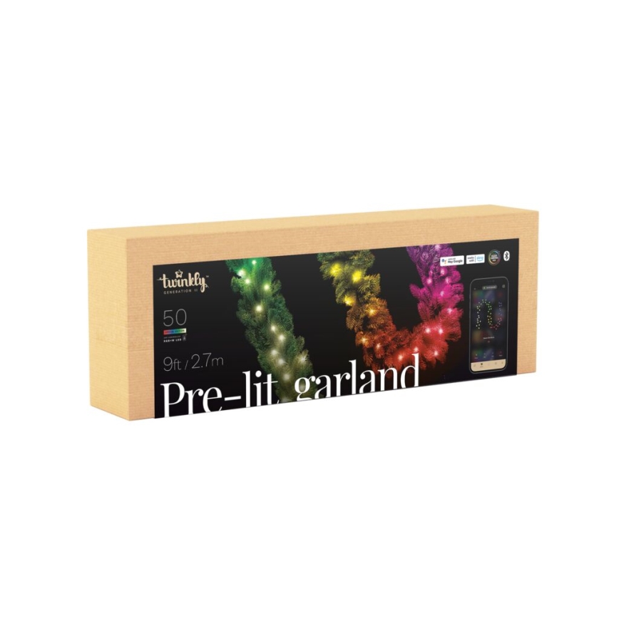 Twinkly - LED RGBW Stmievateľná vianočná dekorácia PRE-LIT GARLAND 50xLED 3,15 m Wi-Fi
