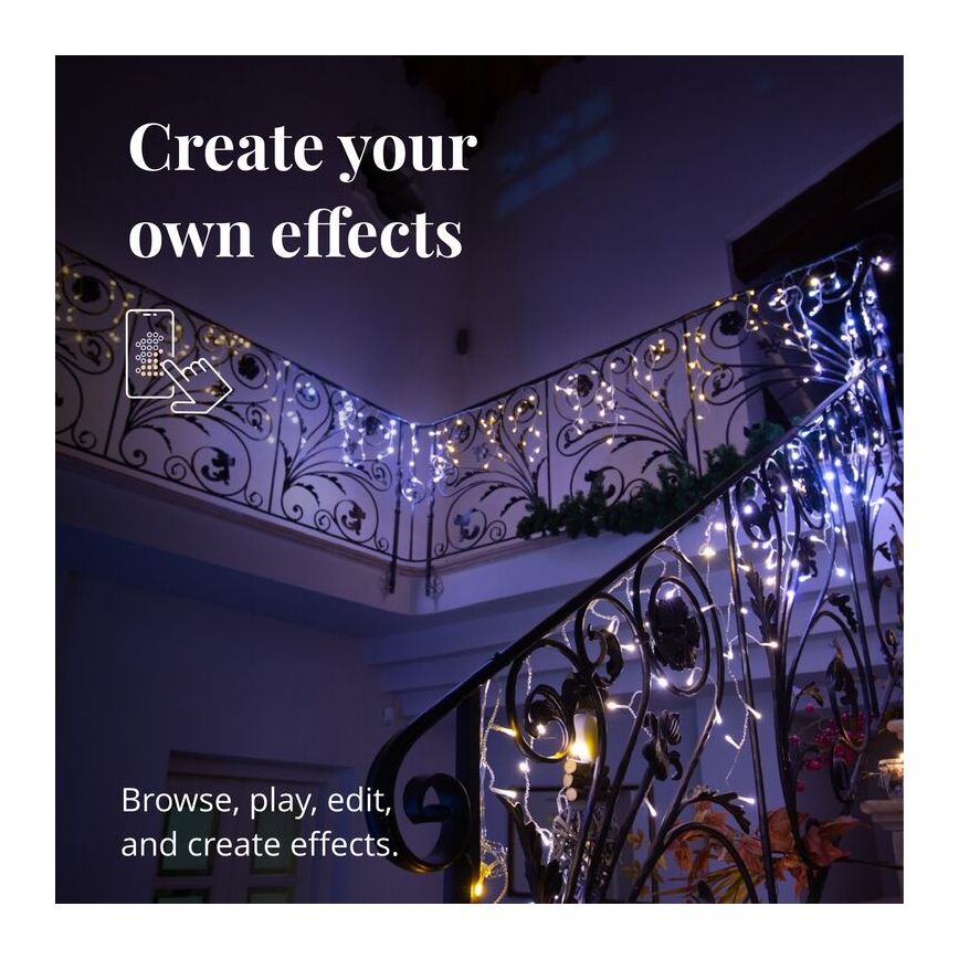 Twinkly - LED Stmievateľný vonkajší vánoční závěs ICICLE 190xLED 11,5m IP44 Wi-Fi