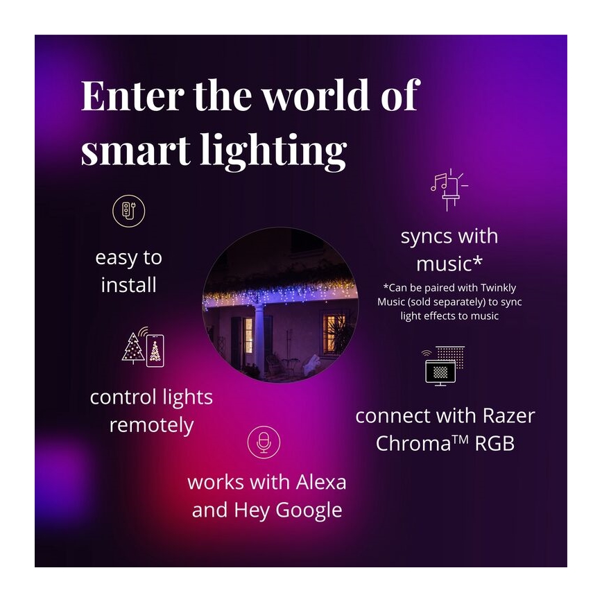 Twinkly - LED RGB Stmievateľný vonkajší vánoční závěs ICICLE 190xLED 11,5m IP44 Wi-Fi