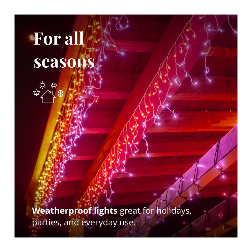 Twinkly - LED RGB Stmievateľný vonkajší vánoční závěs ICICLE 190xLED 11,5m IP44 Wi-Fi
