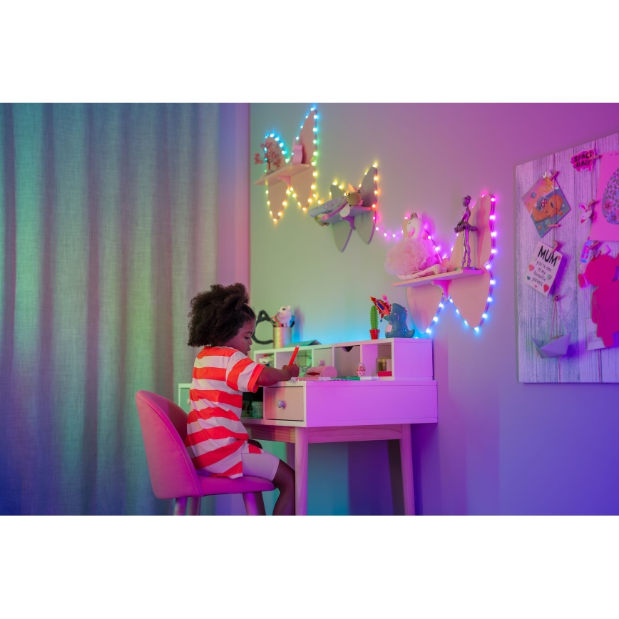 Twinkly - RGB LED stmievateľný svetelný reťazec CANDIES, 200× LED, 14 m, USB, Wi‑Fi