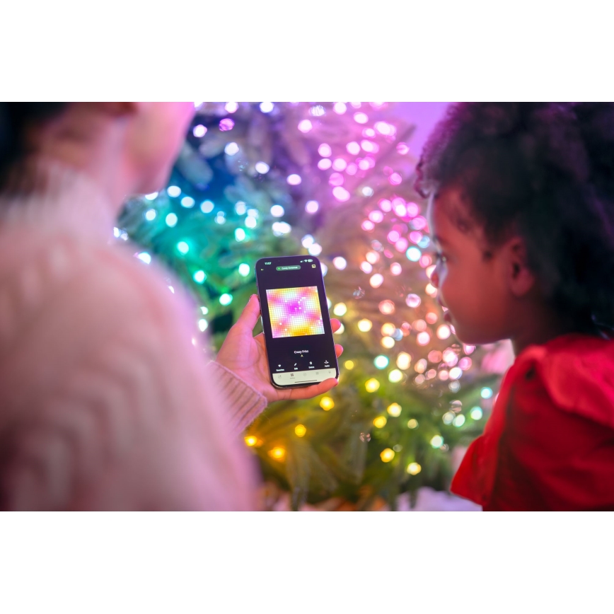 Twinkly - RGB LED stmievateľný svetelný reťazec CANDIES, 200× LED, 14 m, USB, Wi‑Fi