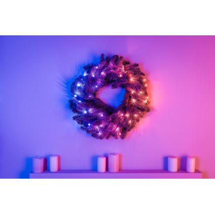 Twinkly - LED RGB Stmievateľný vánoční věnec PRE-LIT WREATH 50xLED pr. 61cm Wi-Fi