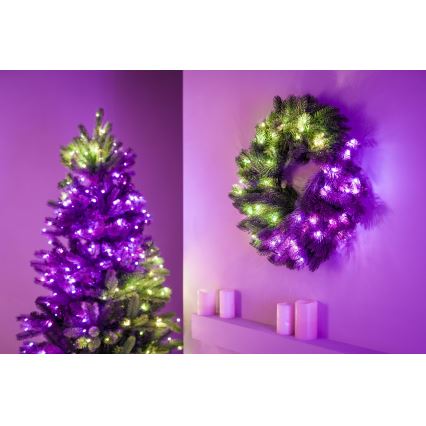 Twinkly - LED RGB Stmievateľný vánoční věnec PRE-LIT WREATH 50xLED pr. 61cm Wi-Fi