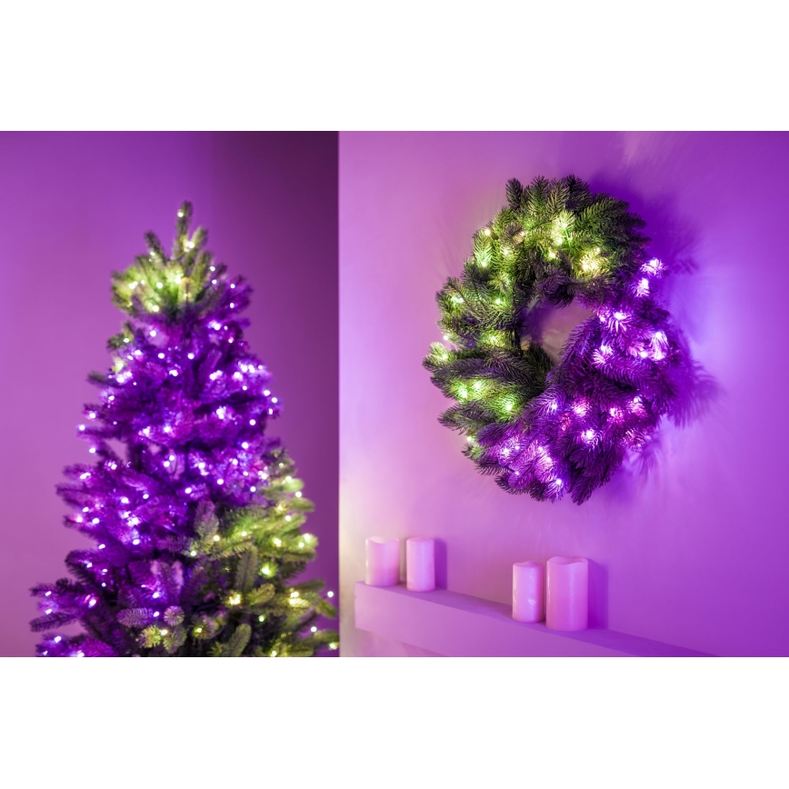 Twinkly - LED RGB Stmievateľný vánoční věnec PRE-LIT WREATH 50xLED pr. 61cm Wi-Fi