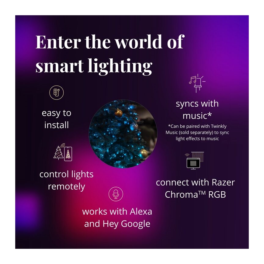 Twinkly - LED RGB Stmievateľný vánoční věnec PRE-LIT WREATH 50xLED pr. 61cm Wi-Fi