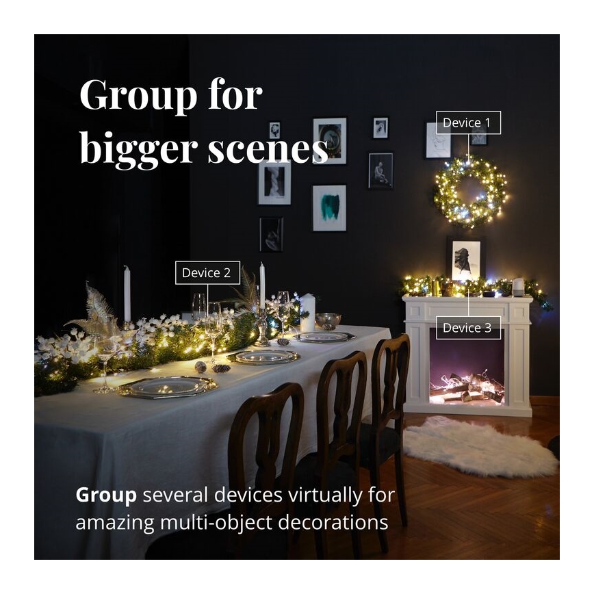 Twinkly - LED RGB Stmievateľný vánoční věnec PRE-LIT WREATH 50xLED pr. 61cm Wi-Fi