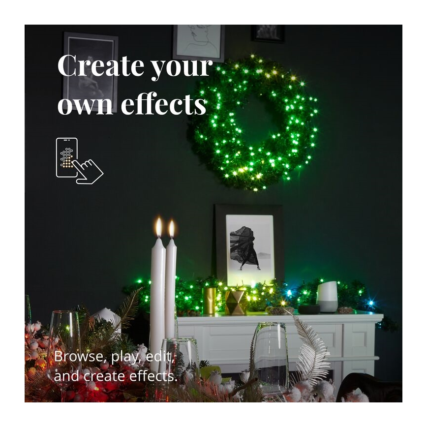Twinkly - LED RGB Stmievateľný vánoční věnec PRE-LIT WREATH 50xLED pr. 61cm Wi-Fi