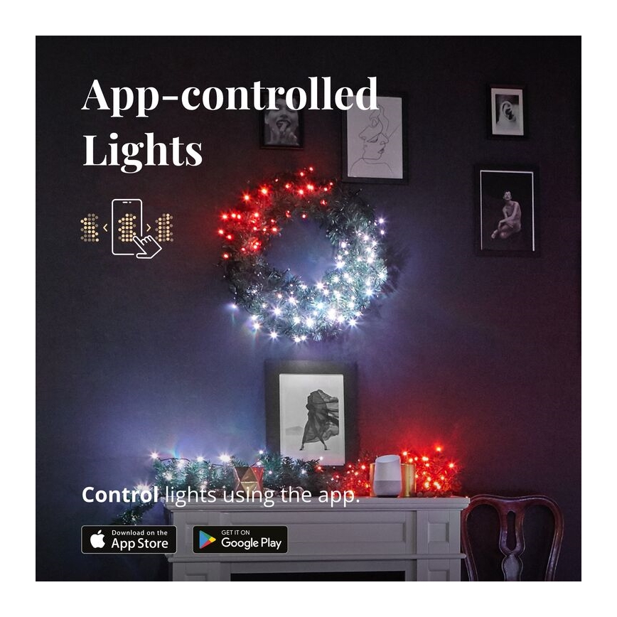 Twinkly - LED RGB Stmievateľný vánoční věnec PRE-LIT WREATH 50xLED pr. 61cm Wi-Fi