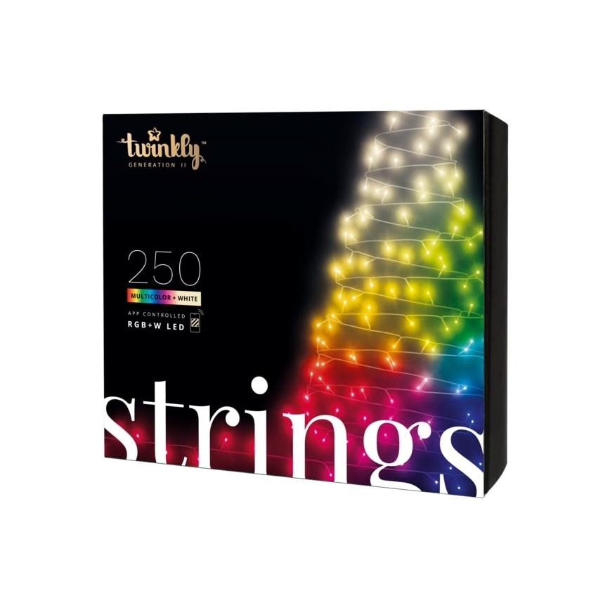 Twinkly - LED RGBW stmievateľný vonkajší svetelný reťazec STRINGS 250xLED 23,5m IP44 Wi-Fi