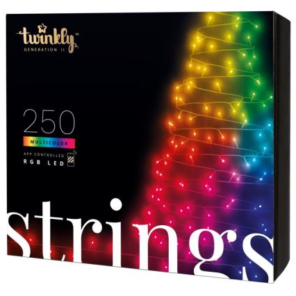 Twinkly - LED RGB Stmievateľný vonkajší vianočná reťaz STRINGS 250xLED 23,5m IP44 Wi-Fi