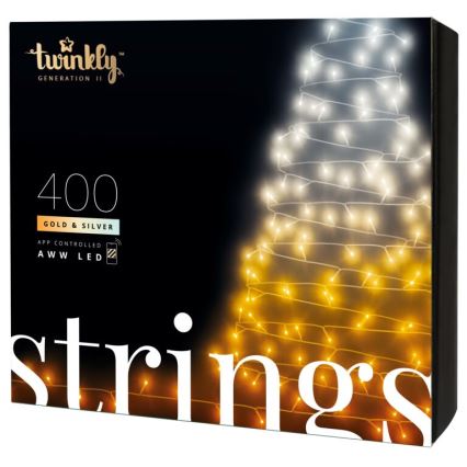 Twinkly - LED Stmievateľný vonkajší vianočná reťaz STRINGS 400xLED 35,5m IP44 Wi-Fi