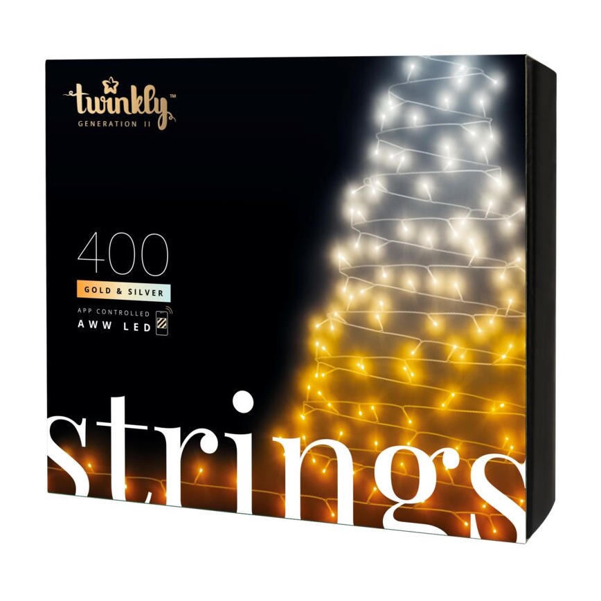 Twinkly - LED Stmievateľný vonkajší vianočná reťaz STRINGS 400xLED 35,5m IP44 Wi-Fi
