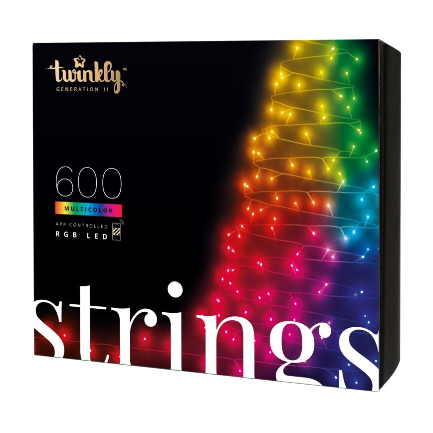 Twinkly - LED RGB Stmievateľný vonkajší vianočná reťaz STRINGS 600xLED 51,5m IP44 Wi-Fi