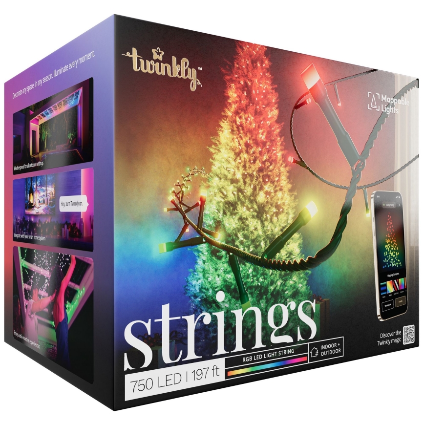 Twinkly - LED RGB Stmievateľná vonkajšia vianočná reťaz STRINGS 750xLED 63,5m IP44 Wi-Fi