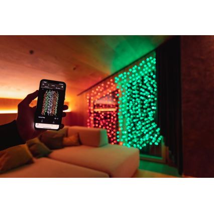 Twinkly - LED RGBW Stmievateľný vonkajší vianočný záves CURTAIN 210xLED 6,1m IP44 Wi-Fi