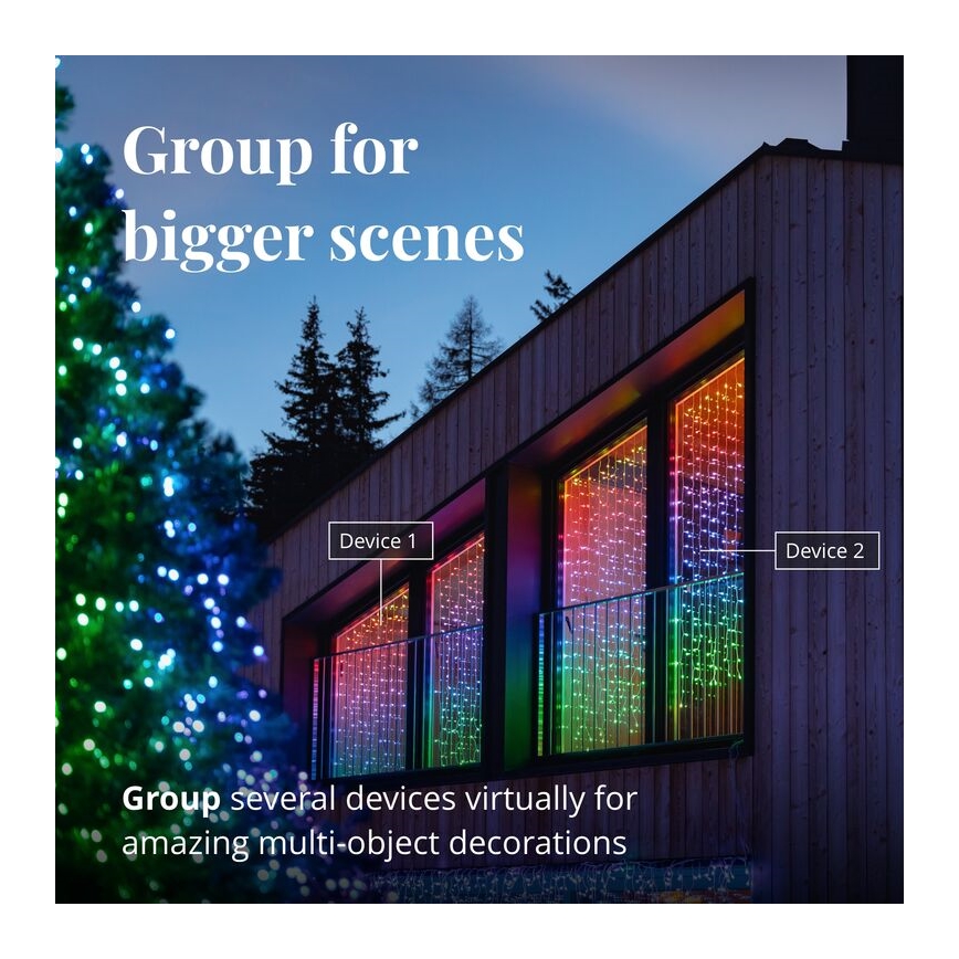 Twinkly - LED RGBW Stmievateľný vonkajší vianočný záves CURTAIN 210xLED 6,1m IP44 Wi-Fi
