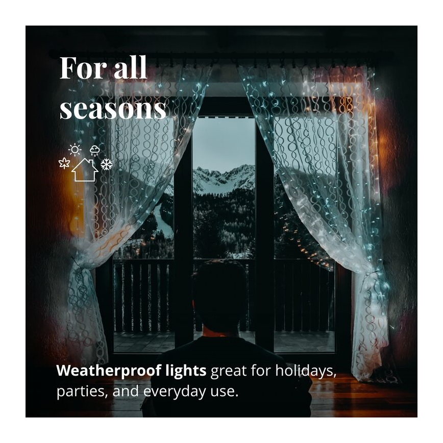 Twinkly - LED RGBW Stmievateľný vonkajší vianočný záves CURTAIN 210xLED 6,1m IP44 Wi-Fi