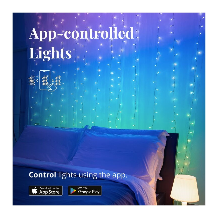 Twinkly - LED RGBW Stmievateľný vonkajší vianočný záves CURTAIN 210xLED 6,1m IP44 Wi-Fi