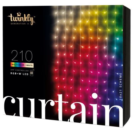 Twinkly - LED RGBW Stmievateľný vonkajší vianočný záves CURTAIN 210xLED 6,1m IP44 Wi-Fi