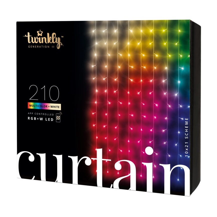 Twinkly - LED RGBW Stmievateľný vonkajší vianočný záves CURTAIN 210xLED 6,1m IP44 Wi-Fi
