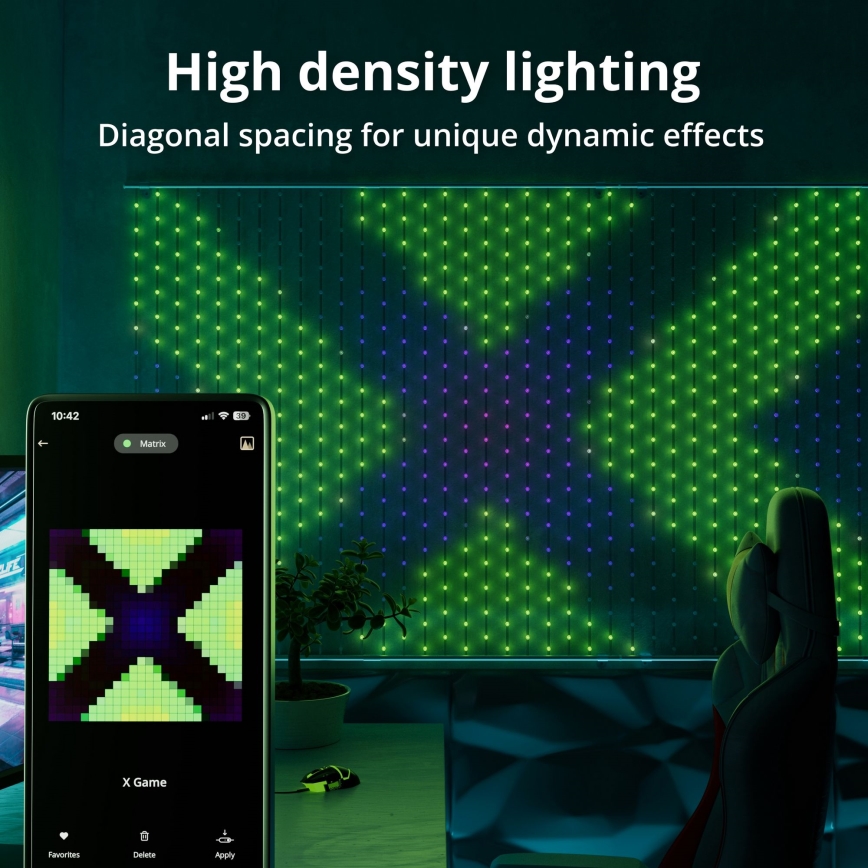 Twinkly - LED RGB Stmievateľný vianočný záves MATRIX 480xLED 1x1 m Wi-Fi