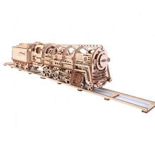 Ugears - 3D drevenené mechanické puzzle Parní lokomotiva s tendrem