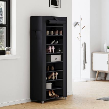 Úložná látková skriňa s policami MATIS 58x160 cm čierna