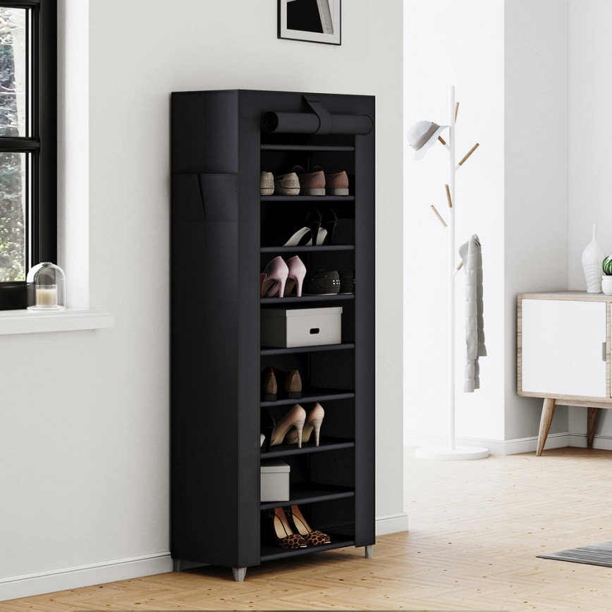 Úložná látková skriňa s policami MATIS 58x160 cm čierna