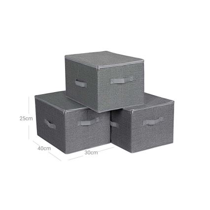 Úložný box so zipsom 3 ks CURAN sivý