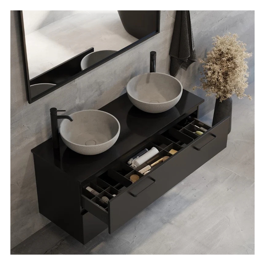 Umývadlo na dosku BERGEN, priemer 39 cm, betón/šedá