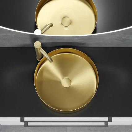 Umývadlo na dosku LJORDAL pr. 40 cm oceľ/mosadz